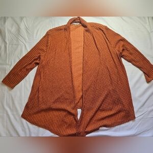Allison Daley Womens Orange Textured Open Front Long Sleeve Cardigan Size Large